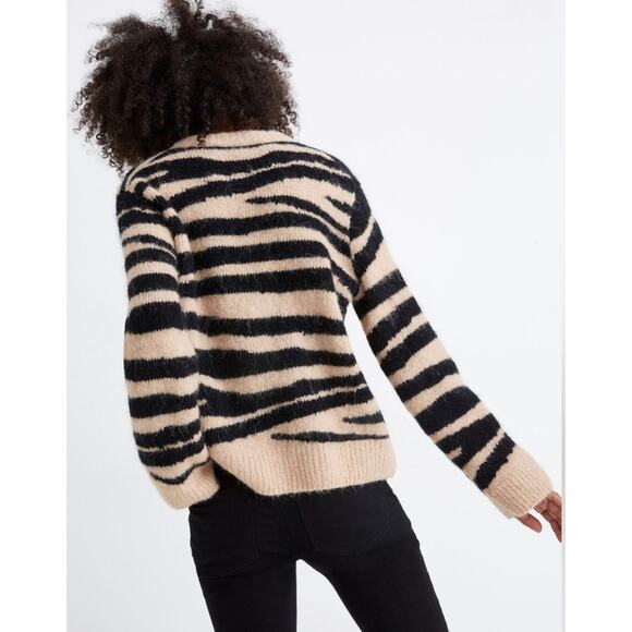Madewell Women's Shrunken Crewneck Pullover Sweater W/ Tiger Stripes Size Large - Picture 7 of 8